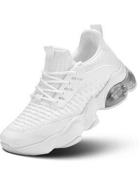 Women's White Comfortable Slip On Athletic Tennis Sneakers Comfortable Shoes